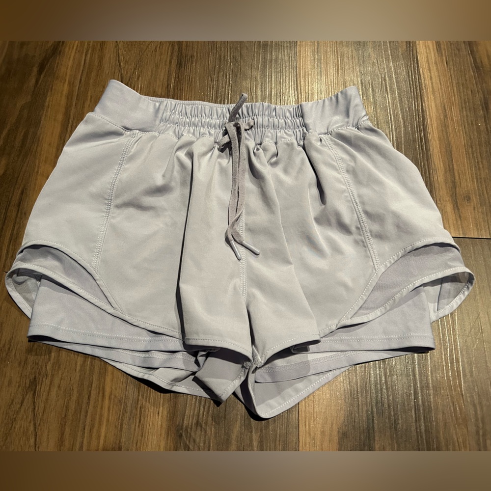 Lavender running shorts with spandex